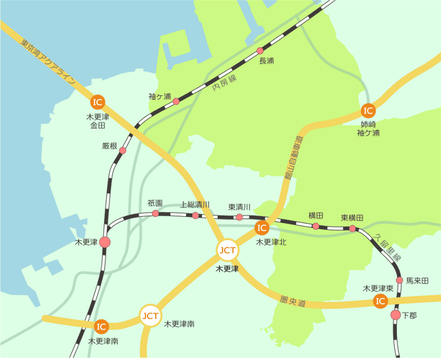 袖ケ浦市 鉄道＆高速道路アクセスマップ